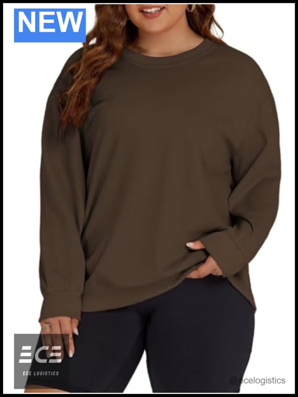 Plus Size Oversized Crewneck Sweatshirt Long Sleeve Pullover